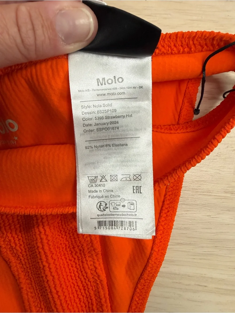 New Molo size 7/8 red orange bikini